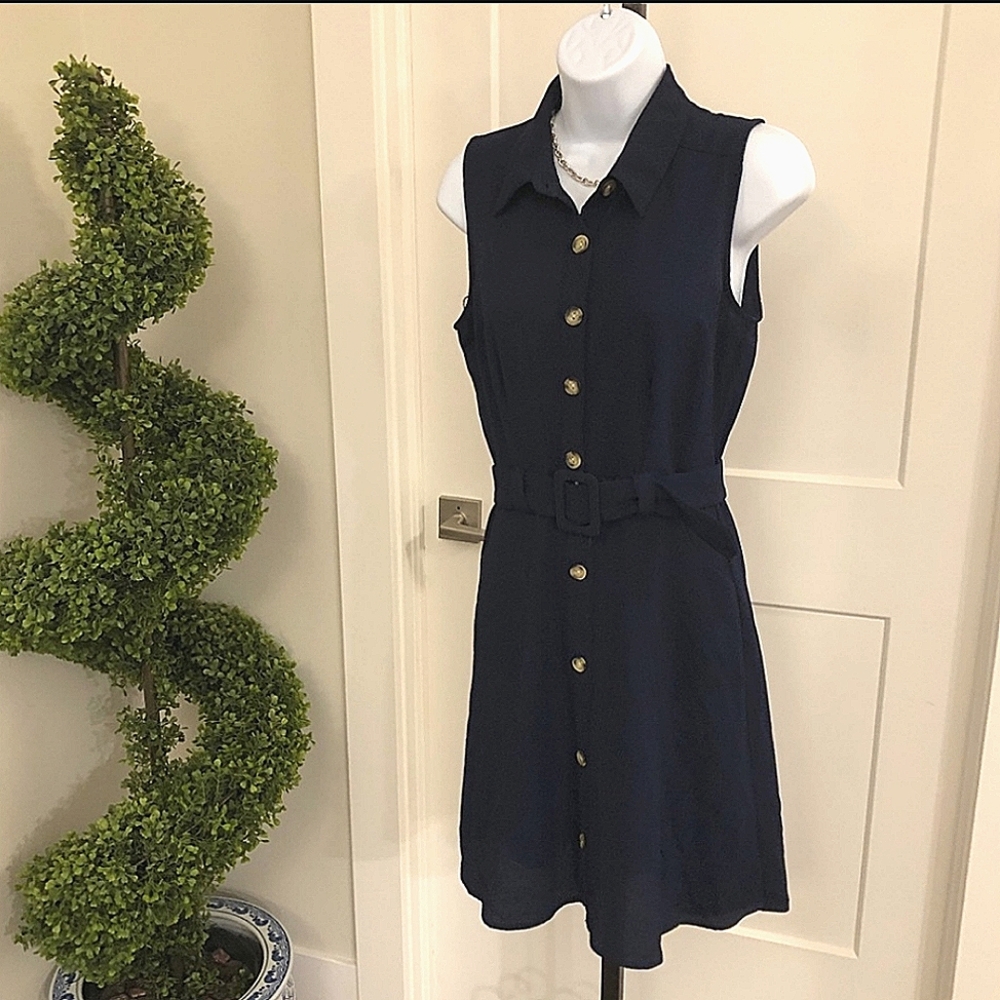 Monteau Collared Dress with Belt